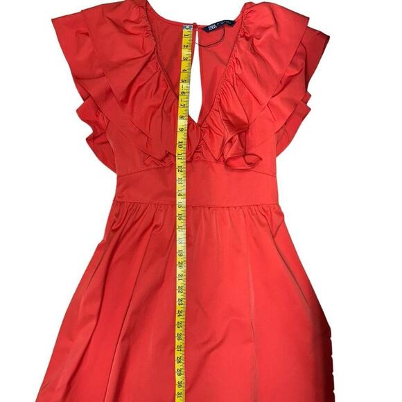 NWT Zara Womens Red Ruffle Mini Dress Blogger Favorite Small 1971/154/649 - Picture 14 of 15